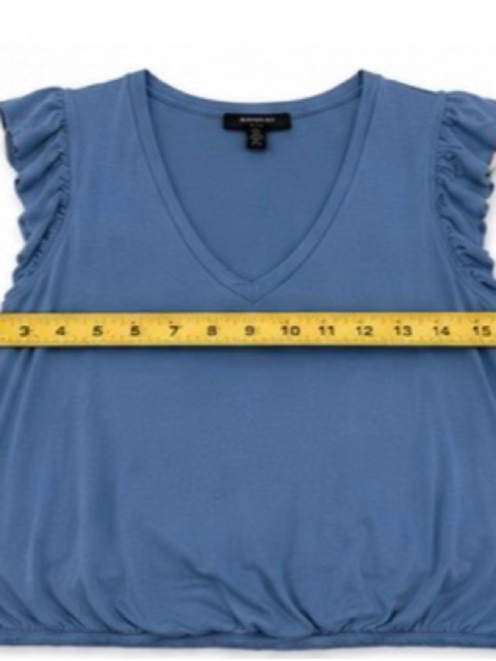 Alyssa Thomas NY Dusty Blue V-Neck Ruffle Sleeve Top - Small - Picture 5 of 8